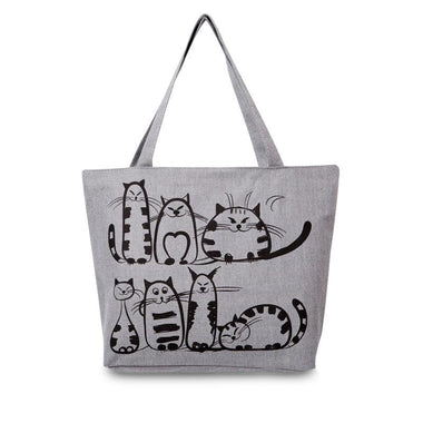 Cartoon Cats Printed Tote Bag