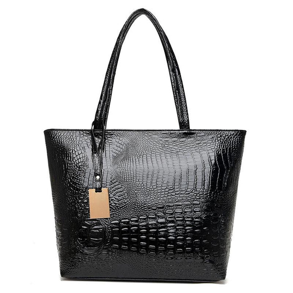 Shiny Crocodile Skin Tote Bag