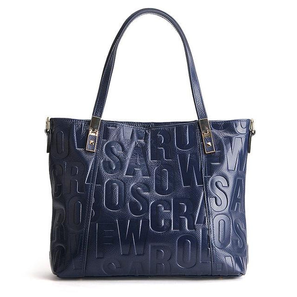 Letters Embossed Genuine Tote Bag
