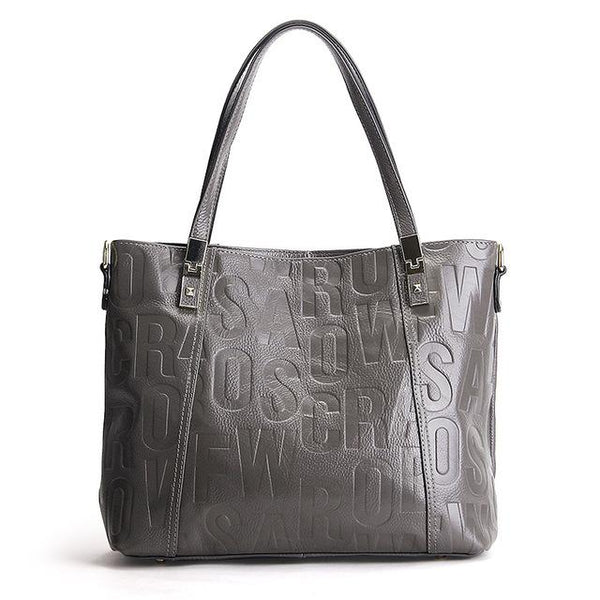 Letters Embossed Genuine Tote Bag