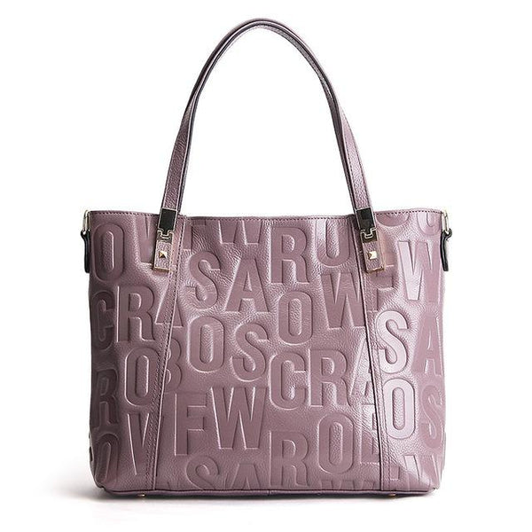 Letters Embossed Genuine Tote Bag